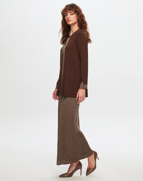 T24Y-0002 Motif Detaylı Elegant Takım 1084-CACAO - 2