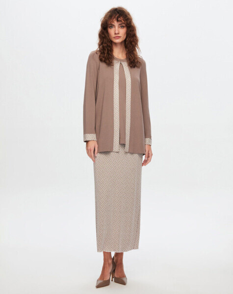 T24Y-0002 Motif Detaylı Elegant Takım BLACK / BEİGE 