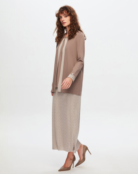 T24Y-0002 Motif Detaylı Elegant Takım BLACK / BEİGE - 2