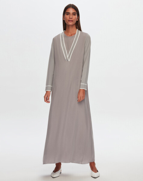 T24Y-0005 İç Elbiseli Cupro Elbise GREY - 1