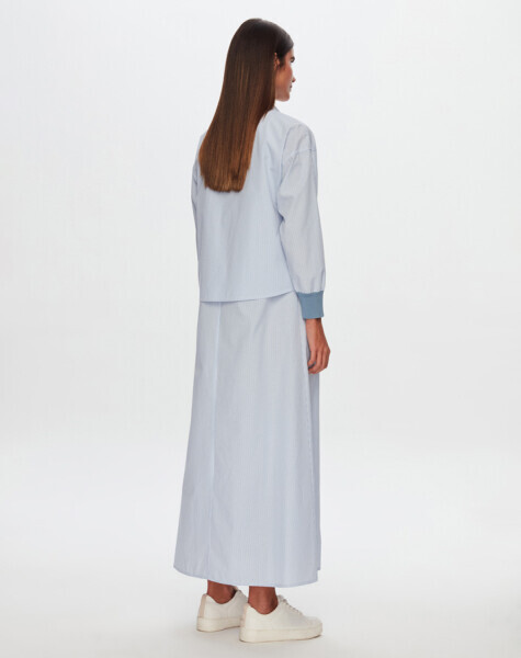 T24Y-0008 Çizgili Crop Ceket Elbise Takım BLUE - 2