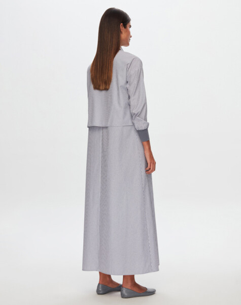 T24Y-0008 Çizgili Crop Ceket Elbise Takım - 8
