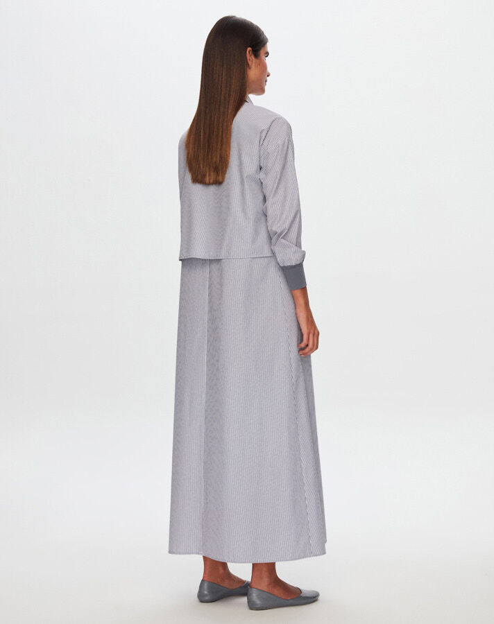 T24Y-0008 Çizgili Crop Ceket Elbise Takım - 8
