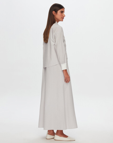 T24Y-0008 Çizgili Crop Ceket Elbise Takım - 10