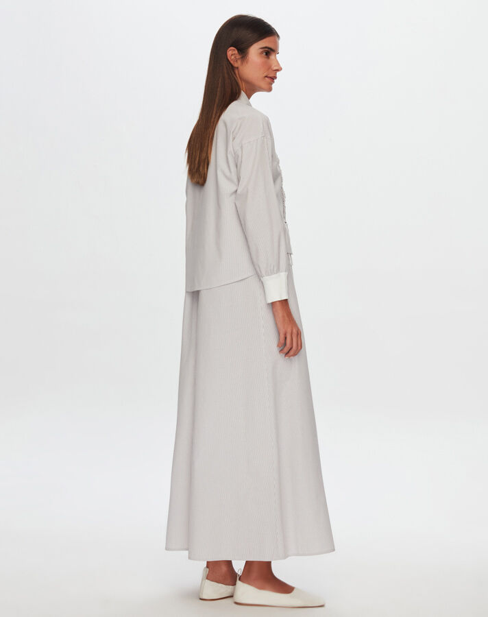 T24Y-0008 Çizgili Crop Ceket Elbise Takım - 10