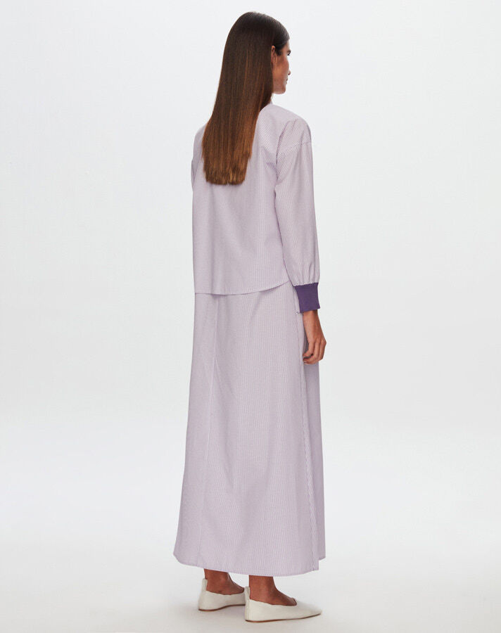 T24Y-0008 Çizgili Crop Ceket Elbise Takım - 15