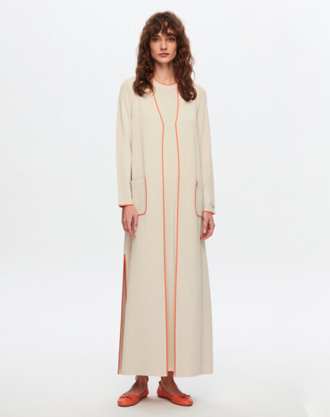 T24Y-1000 Çizgi Detaylı Yelek 1245-STONE / 1248-ORANGE 