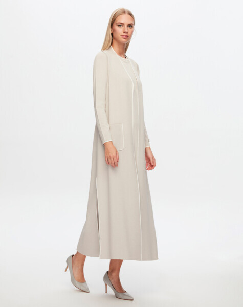 T24Y-1000 Çizgi Detaylı Yelek 1245-STONE - 1