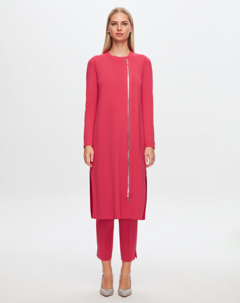 T24Y-1001 Fermuarlı Uzun Yelek 1153-FUCHSİA - 1