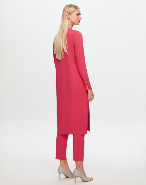 T24Y-1001 Fermuarlı Uzun Yelek 1153-FUCHSİA - 3