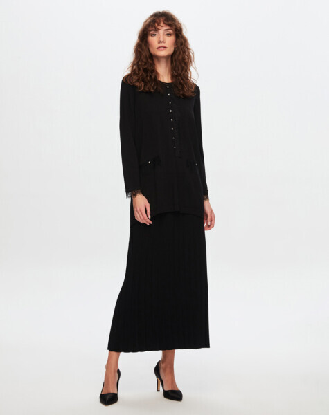 T24Y-2000 Trıko Pilise Etek 1179-GREY - 1