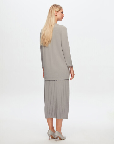 T24Y-2000 Trıko Pilise Etek 1179-GREY - 11