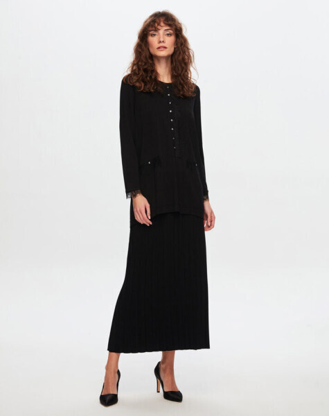 T24Y-2000 Trıko Pilise Etek 1179-GREY - 27