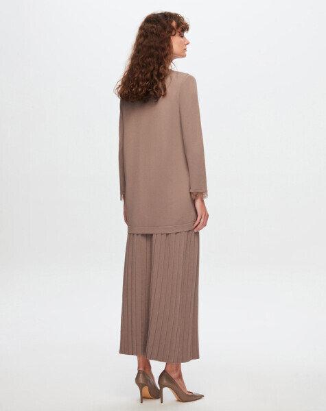 T24Y-2000 Trıko Pilise Etek 1252-MİNK - 2