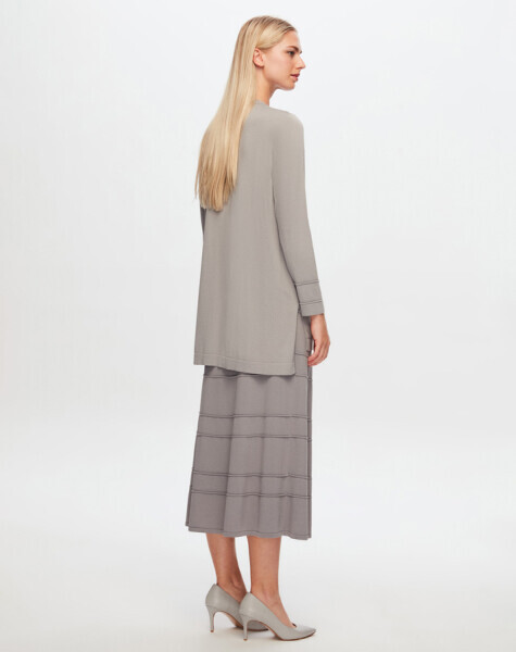 T24Y-2002 Çan Kesim Bekletmeli Etek 1381-DARK GREY - 2