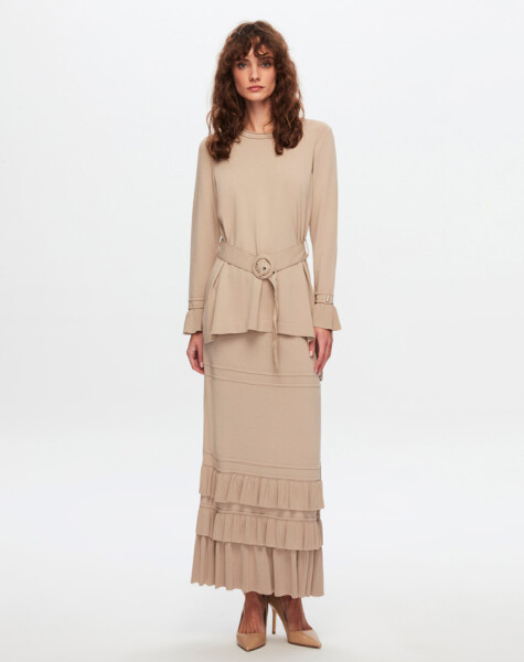 Pine Cut Skirt with Frilled Hem - 6