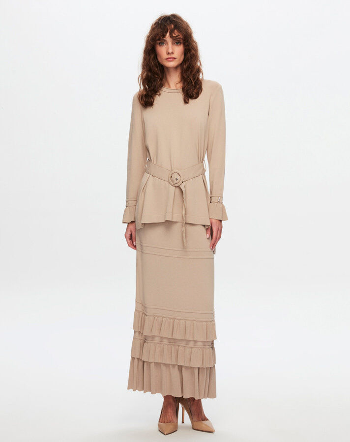 Pine Cut Skirt with Frilled Hem - 6