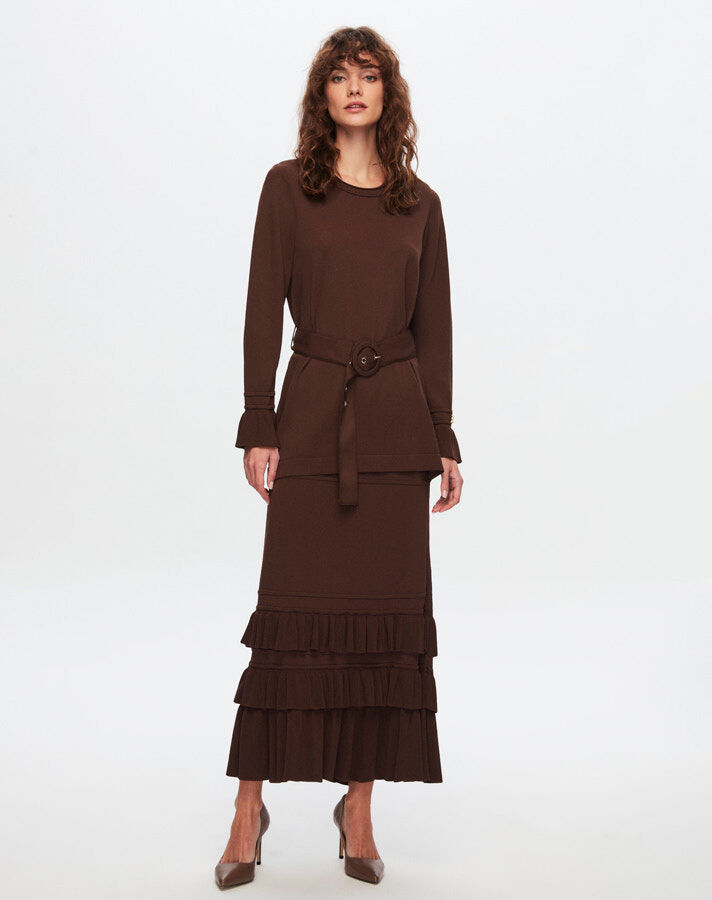Pine Cut Skirt with Frilled Hem - 1