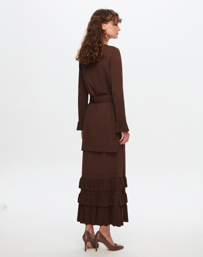 Pine Cut Skirt with Frilled Hem - 3