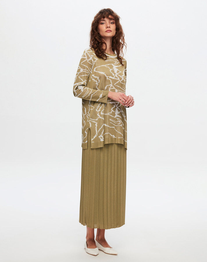 T24Y-2006 Shiny Thread Pleat Skirt - 3