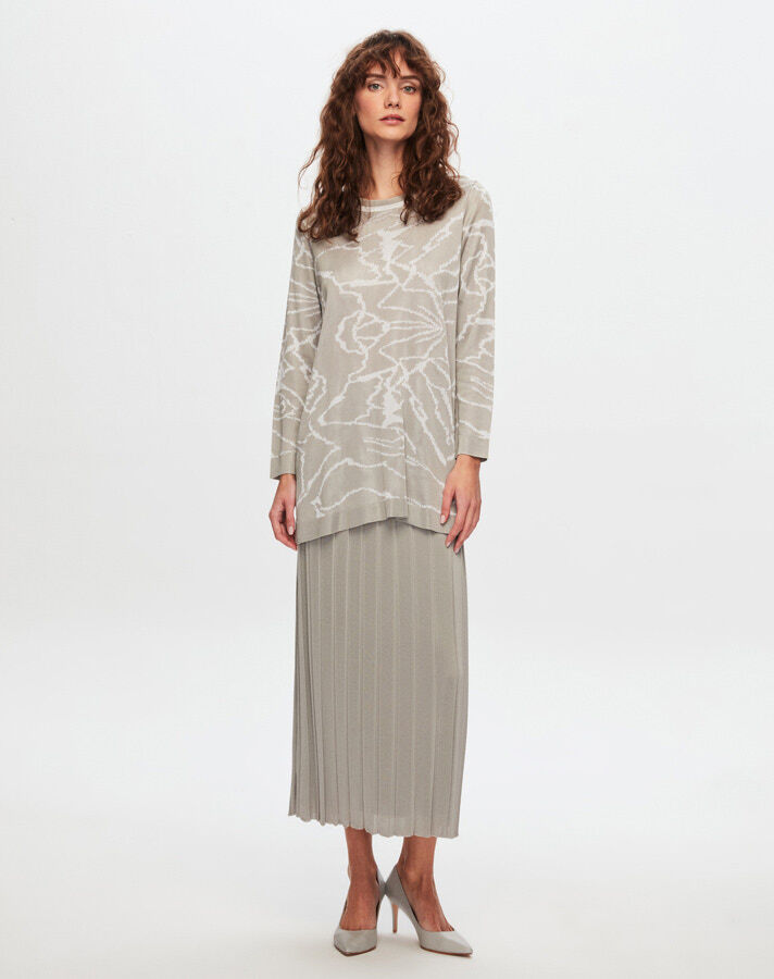 T24Y-2006 Shiny Thread Pleat Skirt - 1