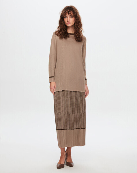 T24Y-2007 Minimal Desenli Parlak Etek GREY / BLACK - 1