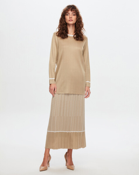 T24Y-2007 Minimal Desenli Parlak Etek GREY / BLACK - 6