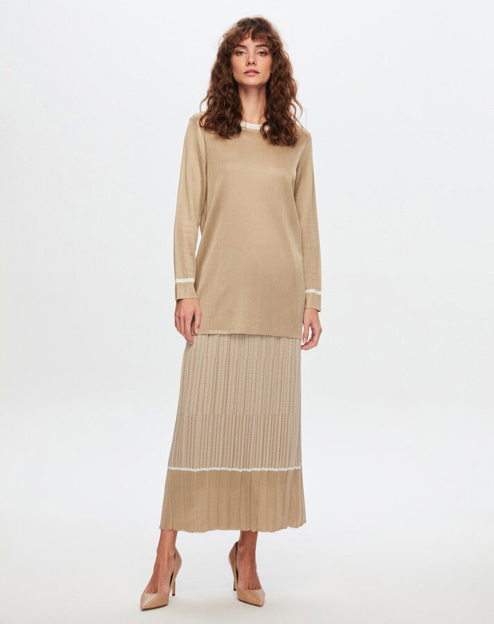 T24Y-2007 Minimal Patterned Shiny Skirt - 5