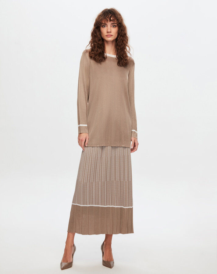 T24Y-2007 Minimal Patterned Shiny Skirt - 1