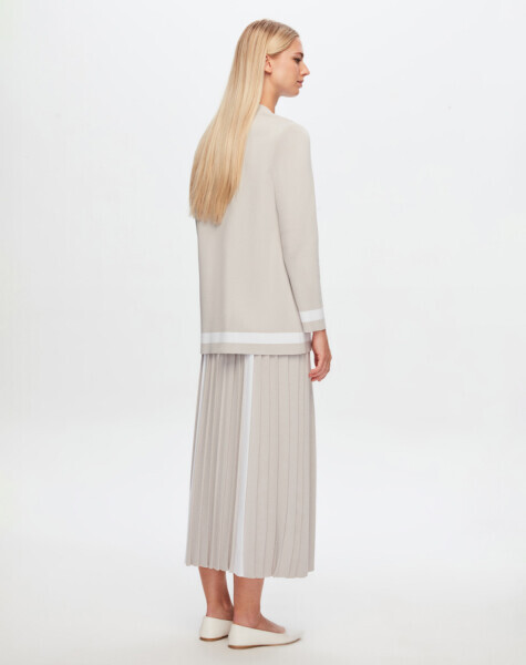 T24Y-2009 Önü Beyaz Şeritli Etek 1102-GREY - 2