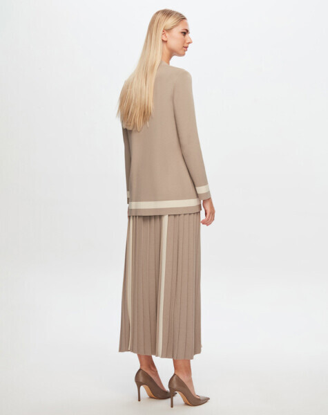 T24Y-2009 Önü Beyaz Şeritli Etek 1155-MINK - 3