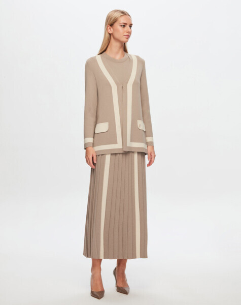 T24Y-2009 Önü Beyaz Şeritli Etek 1155-MINK 