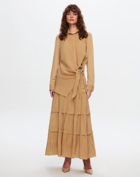 T24Y-2010 Cupro Ruffle Skirt - 1