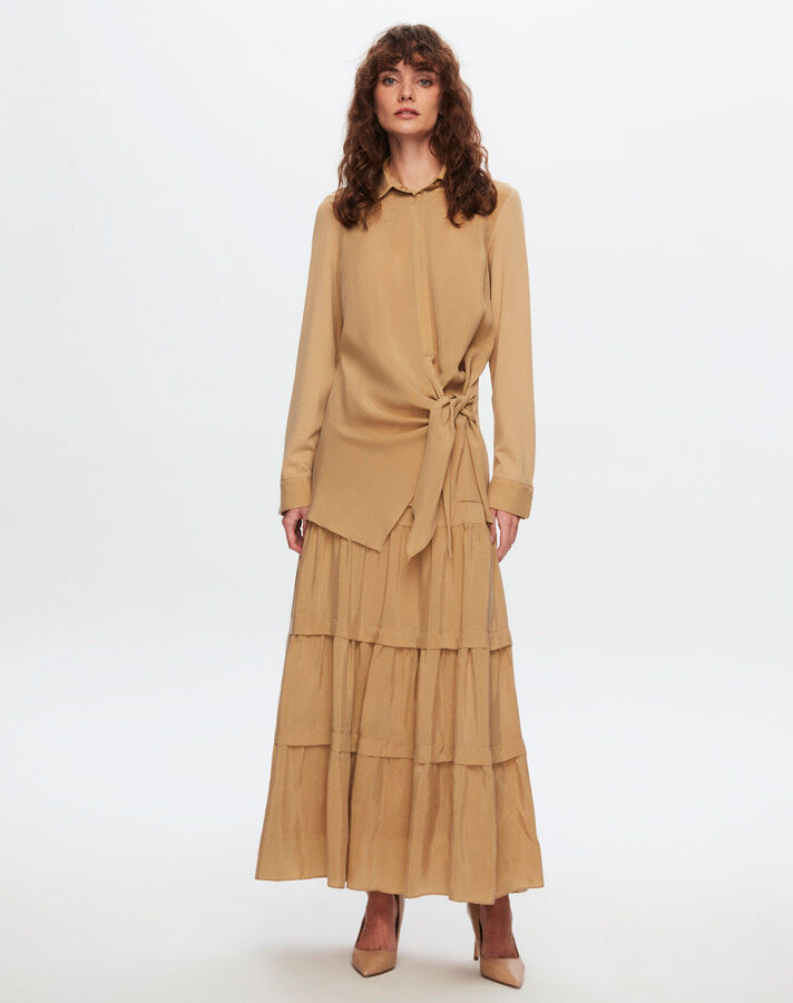 T24Y-2010 Cupro Ruffle Skirt - 1