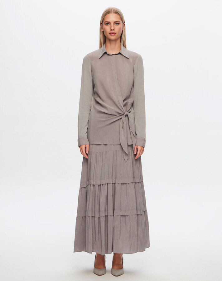 T24Y-2010 Cupro Ruffle Skirt - 12