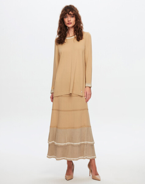 T24Y-2011 Parlak İp Detaylı Fırfırlı Etek 1241-CRAFT 