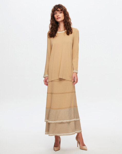 T24Y-2011 Parlak İp Detaylı Fırfırlı Etek 1241-CRAFT - 2