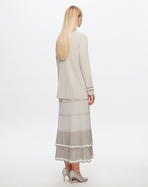 T24Y-2011 Parlak İp Detaylı Fırfırlı Etek 1398-LIGHT GREY - 3