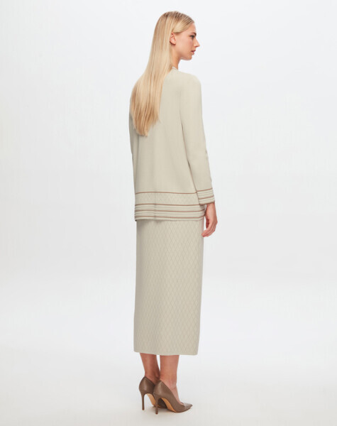 T24Y-2012 Örgü Teknikli Kalem Etek 1245-STONE - 2