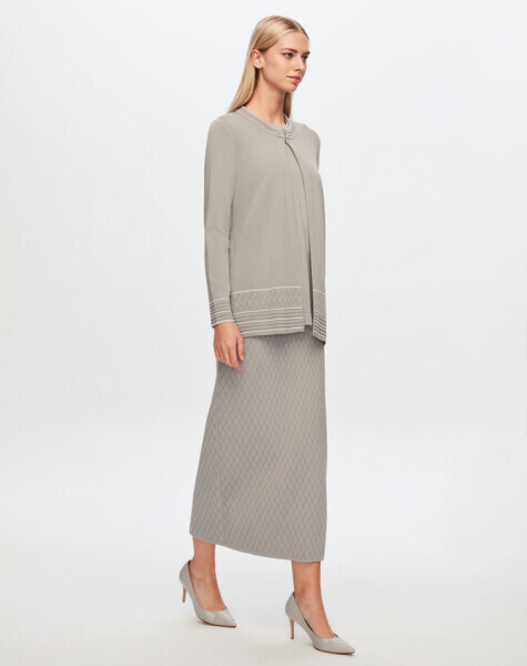 T24Y-2013 Ajurlu Baklavalı Triko Etek 1099-DARK GREY - 4