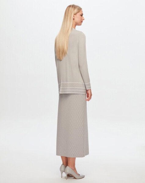 T24Y-2013 Ajurlu Baklavalı Triko Etek 1099-DARK GREY - 12