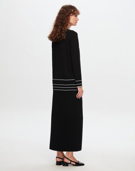 T24Y-2013 Ajurlu Baklavalı Triko Etek 1099-DARK GREY - 38