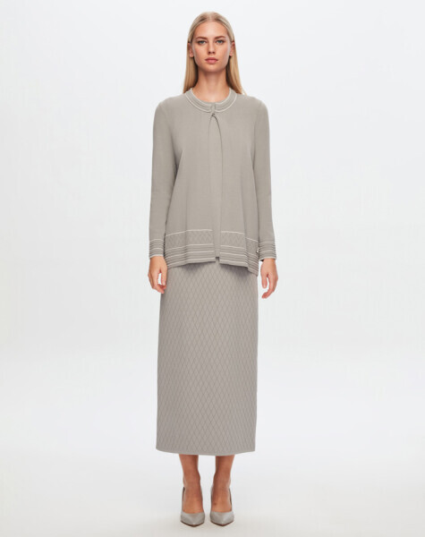 T24Y-2013 Ajurlu Baklavalı Triko Etek 1499-SMOKE - 1