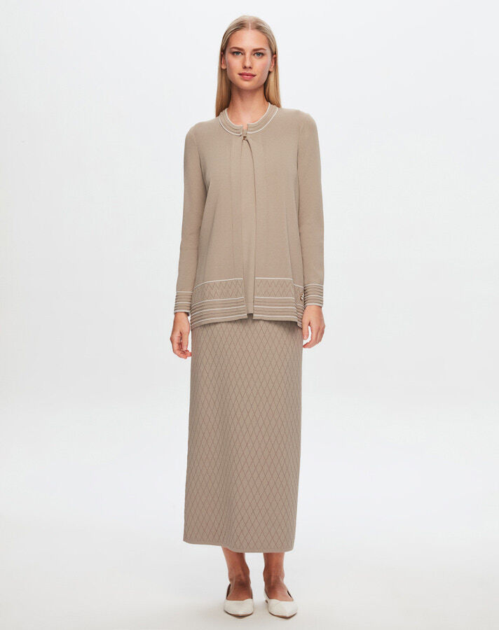 T24Y-2013 Openwork Checkered Knitwear Skirt - 5