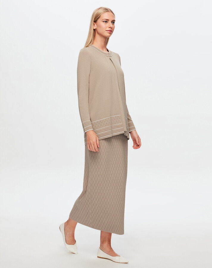 T24Y-2013 Openwork Checkered Knitwear Skirt - 6
