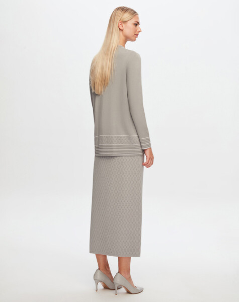 T24Y-2013 Openwork Checkered Knitwear Skirt - 9