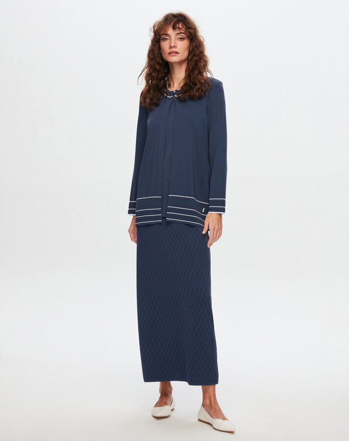 T24Y-2013 Openwork Checkered Knitwear Skirt - 1