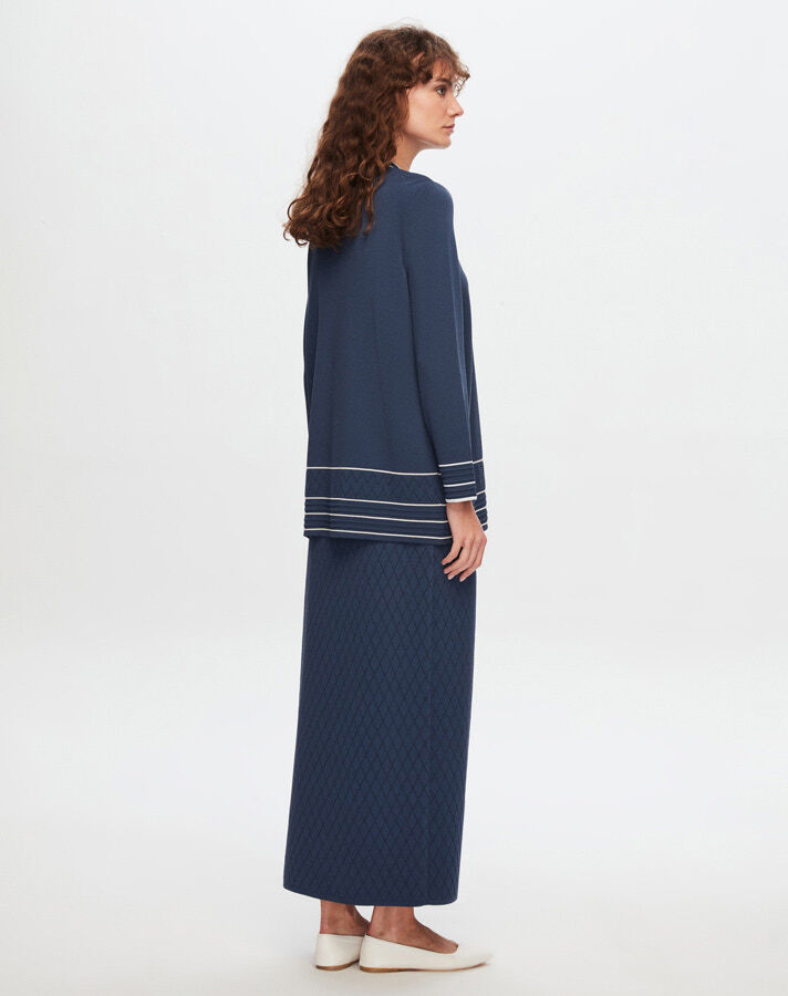 T24Y-2013 Openwork Checkered Knitwear Skirt - 2