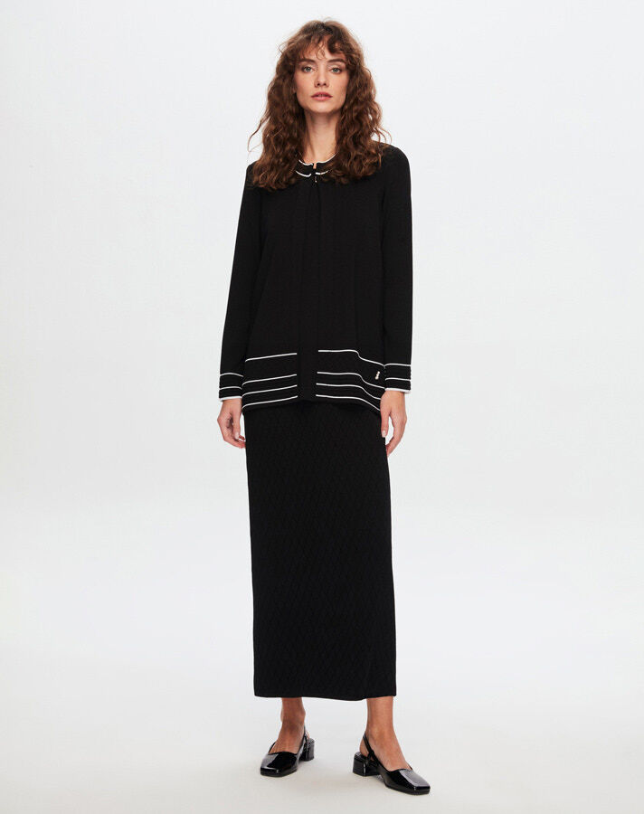 T24Y-2013 Openwork Checkered Knitwear Skirt - 13