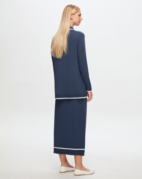 T24Y-2014 Ucu Dilimli Triko Etek 1361-INDIGO - 2